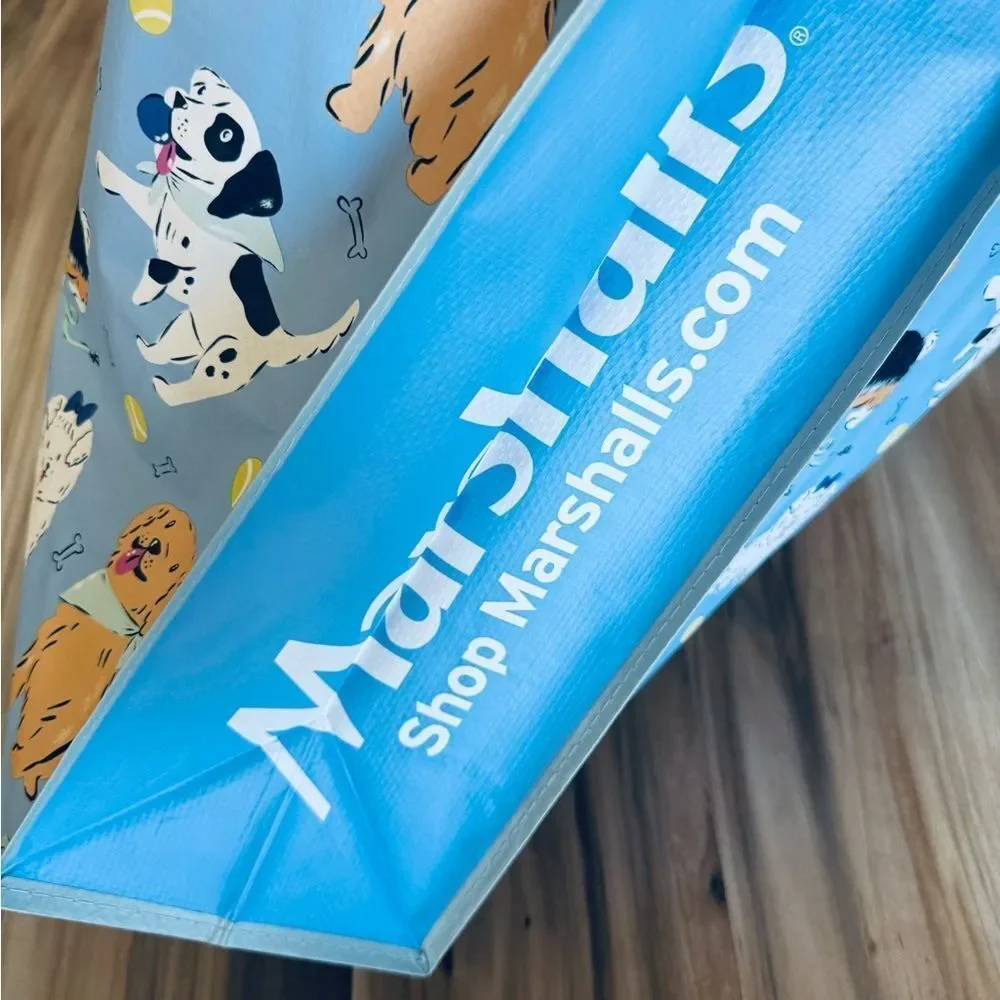 Tennis Dog Print Blue Reusable Shopping Tote Bag